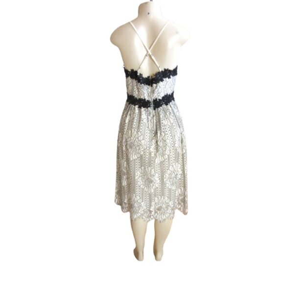 Anthropologie Eri + Ali Artemisa White/Black Lace Spaghetti Straps Dress MP - Picture 6 of 8